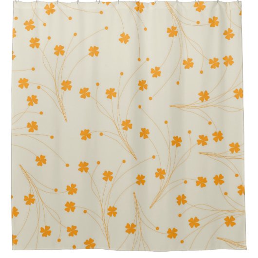 Orange Beige Retro Y2K 70er Blume Muster Duschvorhang (Vorderseite)
