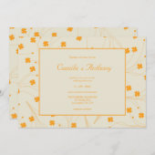 Orange Beige Retro Y2K 70er Blume Muster Einladung (Vorne/Hinten)