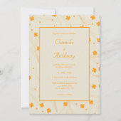 Orange Beige Retro Y2K 70er Blume Muster Einladung (Vorderseite)