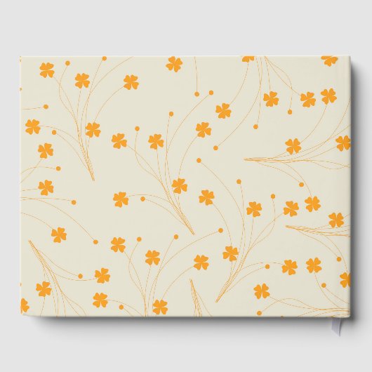 Orange Beige Retro Y2K 70er Blume Muster Gästebuch (Rückseite)