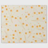Orange Beige Retro Y2K 70er Blume Muster Geschenkpapier (Flach)