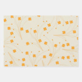 Orange Beige Retro Y2K 70er Blume Muster Geschenkpapier Set (Vorderseite)