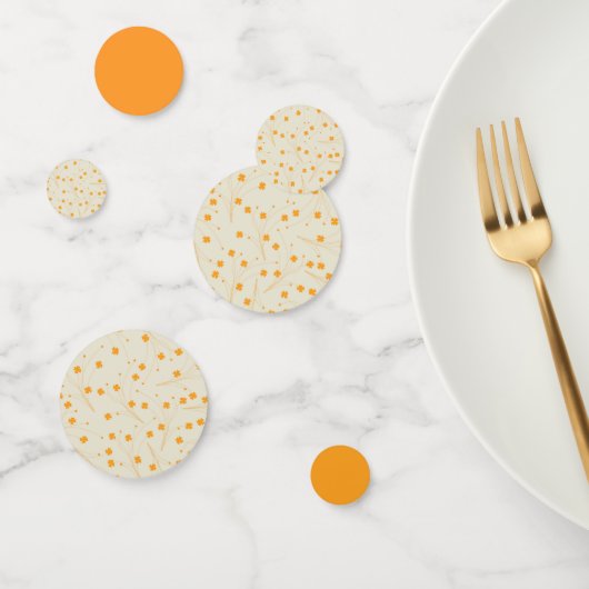 Orange Beige Retro Y2K 70er Blume Muster Konfetti (Gruppe)