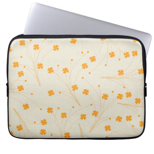 Orange Beige Retro Y2K 70er Blume Muster Laptopschutzhülle (Vorderseite)