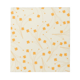 Orange Beige Retro Y2K 70er Blume Muster Notizblock