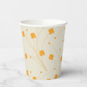 Orange Beige Retro Y2K 70er Blume Muster Pappbecher (Links)