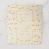 Orange Beige Retro Y2K 70er Blume Muster Platzkarte (Außenseite Aufgefaltet)