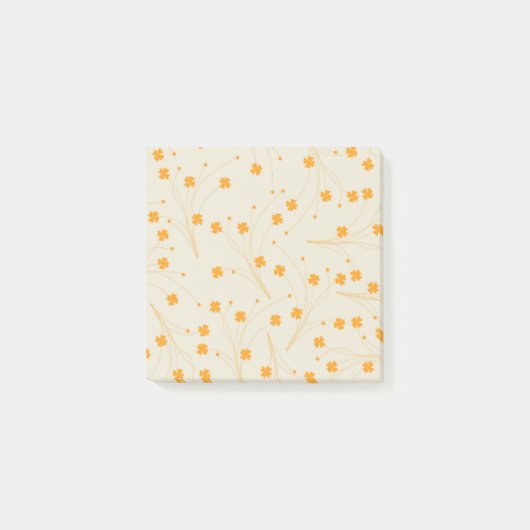Orange Beige Retro Y2K 70er Blume Muster Post-it Klebezettel (Vorderseite)