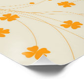 Orange Beige Retro Y2K 70er Blume Muster Poster (Ecke)