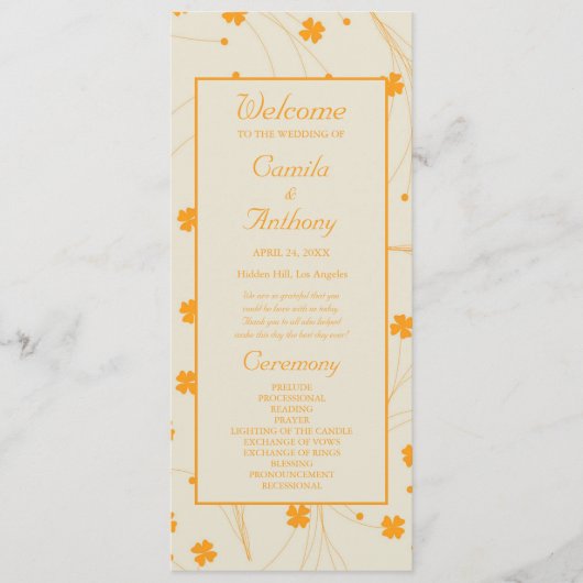 Orange Beige Retro Y2K 70er Blume Muster Programm (Vorderseite)