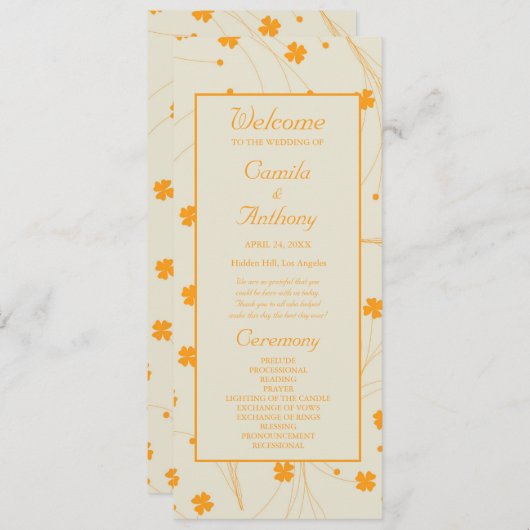 Orange Beige Retro Y2K 70er Blume Muster Programm (Vorne/Hinten)