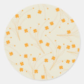 Orange Beige Retro Y2K 70er Blume Muster Runder Aufkleber (Vorderseite)