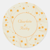 Orange Beige Retro Y2K 70er Blume Muster Runder Aufkleber (Vorderseite)