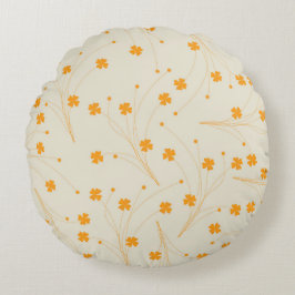 Orange Beige Retro Y2K 70er Blume Muster Rundes Kissen