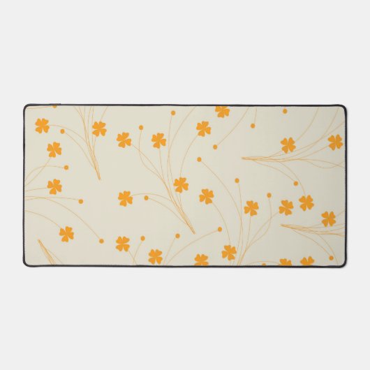 Orange Beige Retro Y2K 70er Blume Muster Schreibtischunterlage (Vorderseite)