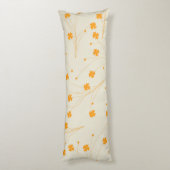 Orange Beige Retro Y2K 70er Blume Muster Seitenschläferkissen (Rückseite (Vertikal))