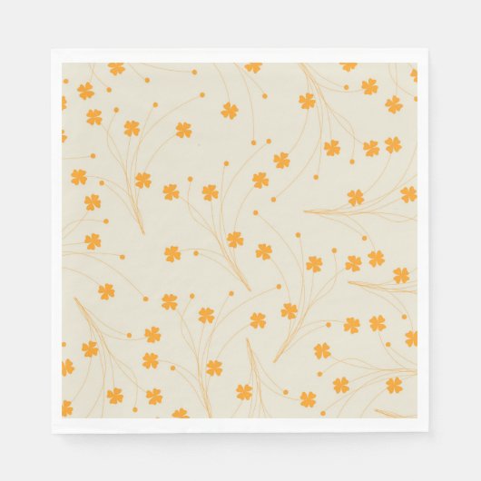 Orange Beige Retro Y2K 70er Blume Muster Serviette (Vorderseite)