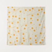 Orange Beige Retro Y2K 70er Blume Muster Wandteppich (Vorderseite (Horizontal))