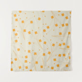 Orange Beige Retro Y2K 70er Blume Muster Wandteppich (Vorderseite)