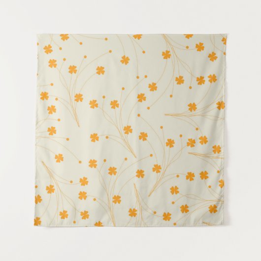 Orange Beige Retro Y2K 70er Blume Muster Wandteppich (Vorderseite)