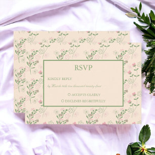 Orange Beige Retro Y2K 70er Blumenmuster RSVP Karte