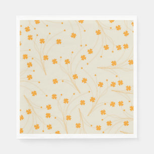 Orange Beige Retro Y2K 70er Blumenmuster Serviette