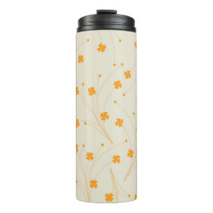 Orange Beige Retro Y2K 70er-Blumenmuster Thermosbecher