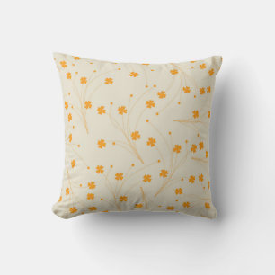 Orange Beige Retro Y2K Blumenmuster der 70er Jahre Kissen