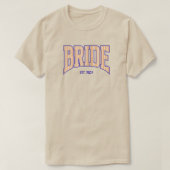 Orange + Beige Stripe Navy Varsity BRIDE T-Shirt (Design vorne)