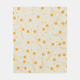 Orange Beige Tropical Floral Botanischer Sommer Fleecedecke