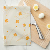 Orange Beige Tropical Floral Botanischer Sommer Geschirrtuch (Viertel Falte)