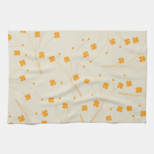 Orange Beige Tropische Blumige Botanische Sommer Geschirrtuch