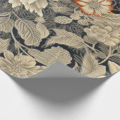 Orange Beige Vintage Blume und Blätter Geschenkpapier (Ecke)