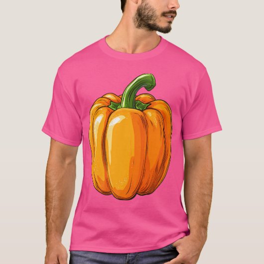 Orange Bell Pepper Retro Vintag T-Shirt (Vorderseite)