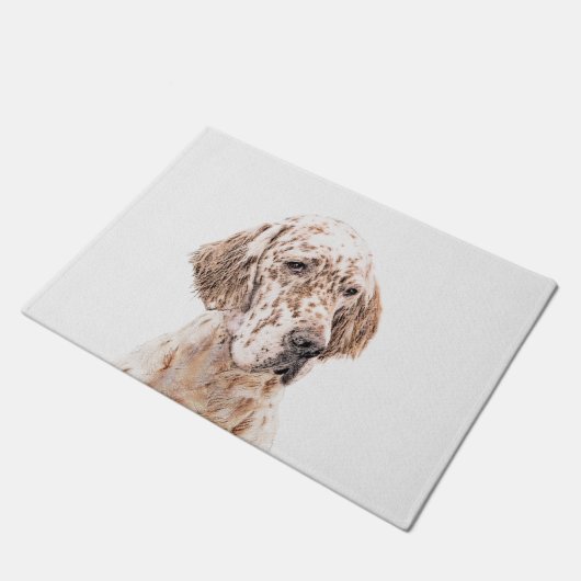 Orange Belton Painting Dog Art Fußmatte (Schrägansicht)