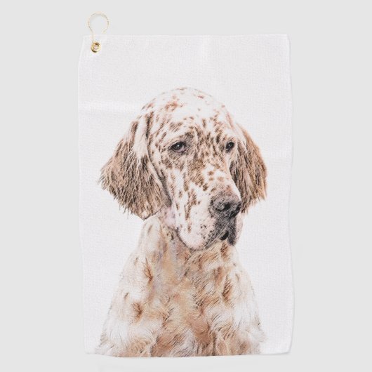 Orange Belton Painting Dog Art Golfhandtuch (Vorderseite)