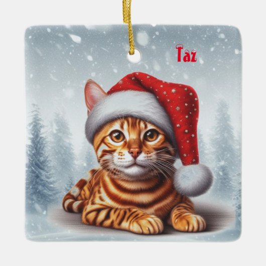 Orange Bengalisch Cat Weihnachtsschmuck (Vorderseite)