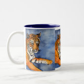 Orange Bengalisch Tiger Wasserfarbe Tasse oder Cup (Links)