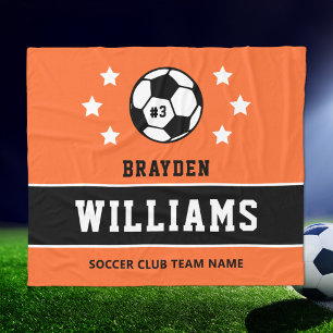 Orange Benutzerdefinierte Fußballname und -nummer Fleecedecke