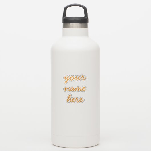 Orange Benutzerdefinierter Name Einfache Minimale  Aufkleber (Wassserflasche)