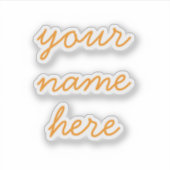 Orange Benutzerdefinierter Name Einfache Minimale  Aufkleber (Vorderseite)