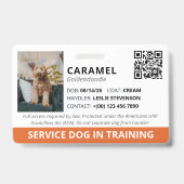 Orange Benutzerdefinierter QR-Code Servicehund in Ausweis (Vorderseite)