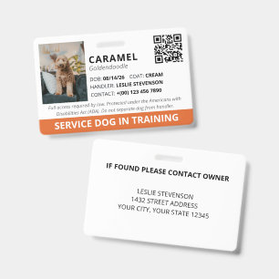 Orange Benutzerdefinierter QR-Code Servicehund in  Ausweis