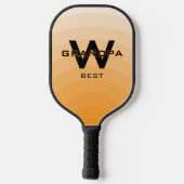 Orange Best Opa Monogrammiert Pickleball Schläger (Rückseite)