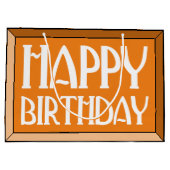 Orange Beveled Happy Birthday Art Deco Große Geschenktüte (Rückseite)