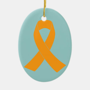 Orange Bewusstseins-Band - Leukämie, Mitgliedstaa Keramik Ornament