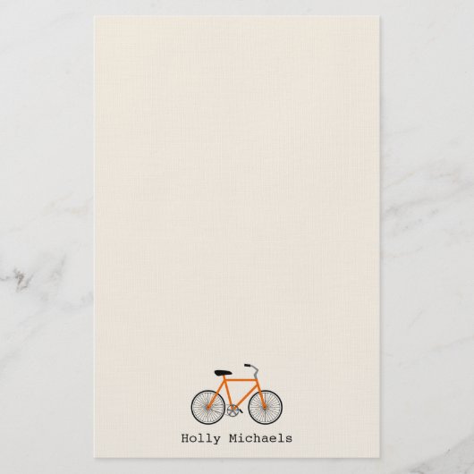 Orange Bicycle Personalisiert Stationery Briefpapier (Vorderseite)