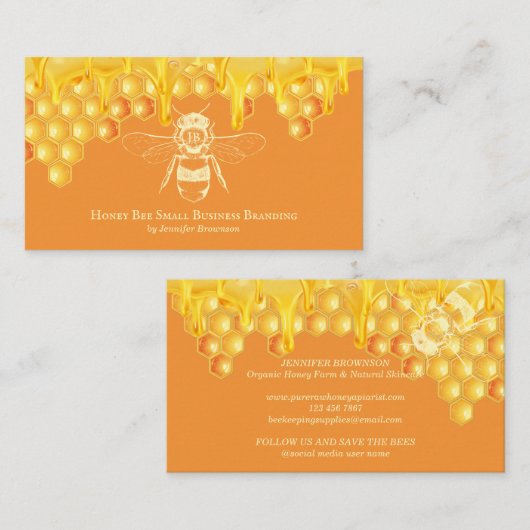 Orange Bienenzuchtbetrieb Visitenkarte (Vorne/Hinten)