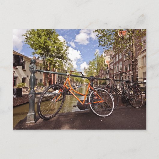 Orange bike in Amsterdam Niederlande Postkarte (Vorderseite)