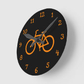 Orange Bike Runde Wanduhr (Winkel)